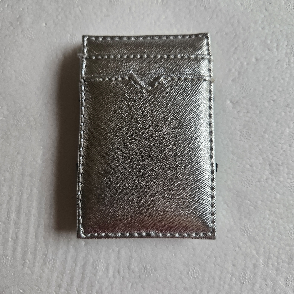New York & Company Silver and Blue Polka Dot Small Magic Wallet/Card Holder - Picture 3 of 3